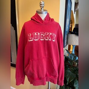 lucky brand red hoodie sweatshirt